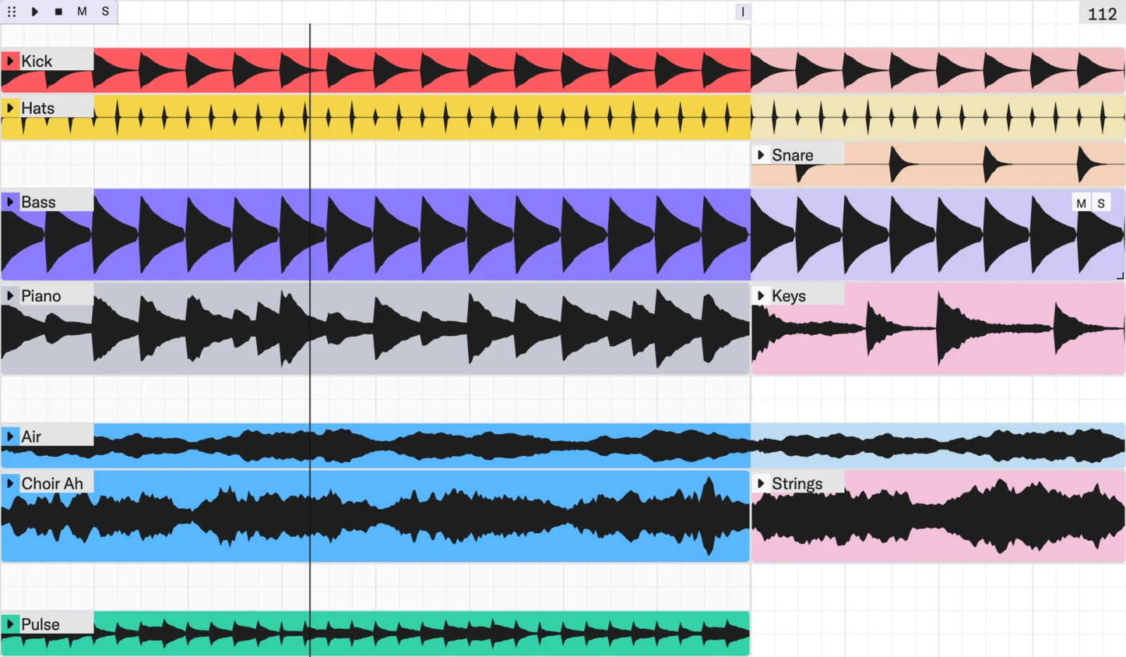 Loops laid on the grid in Music